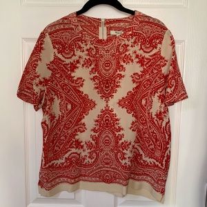 Madewell 100% silk red bandana print tee.